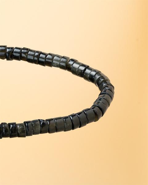 2mm Armband mit grünen Obsidian Steinen und Titanium Element - Sphera Green